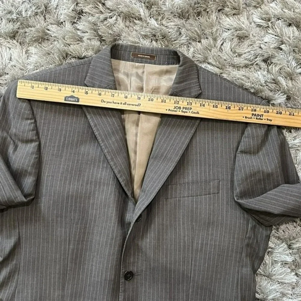 PETER MILLAR Crown Wool Mens Gray Striped Blazer Sport Coat Jacket